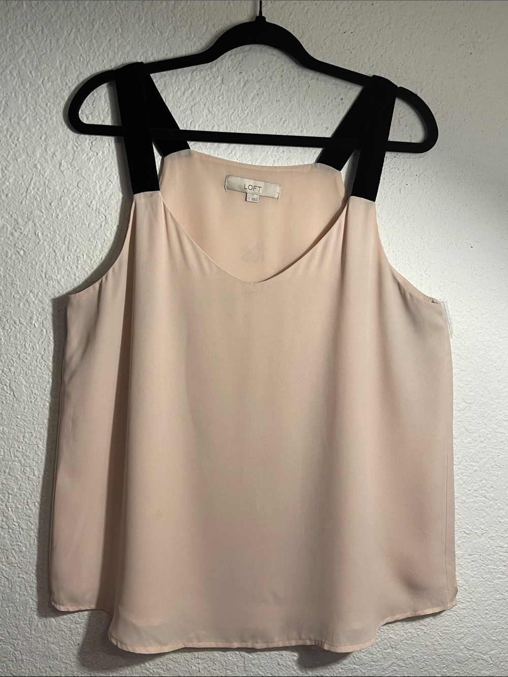 LOFT Blush Camisole with Black Wide Straps Size L